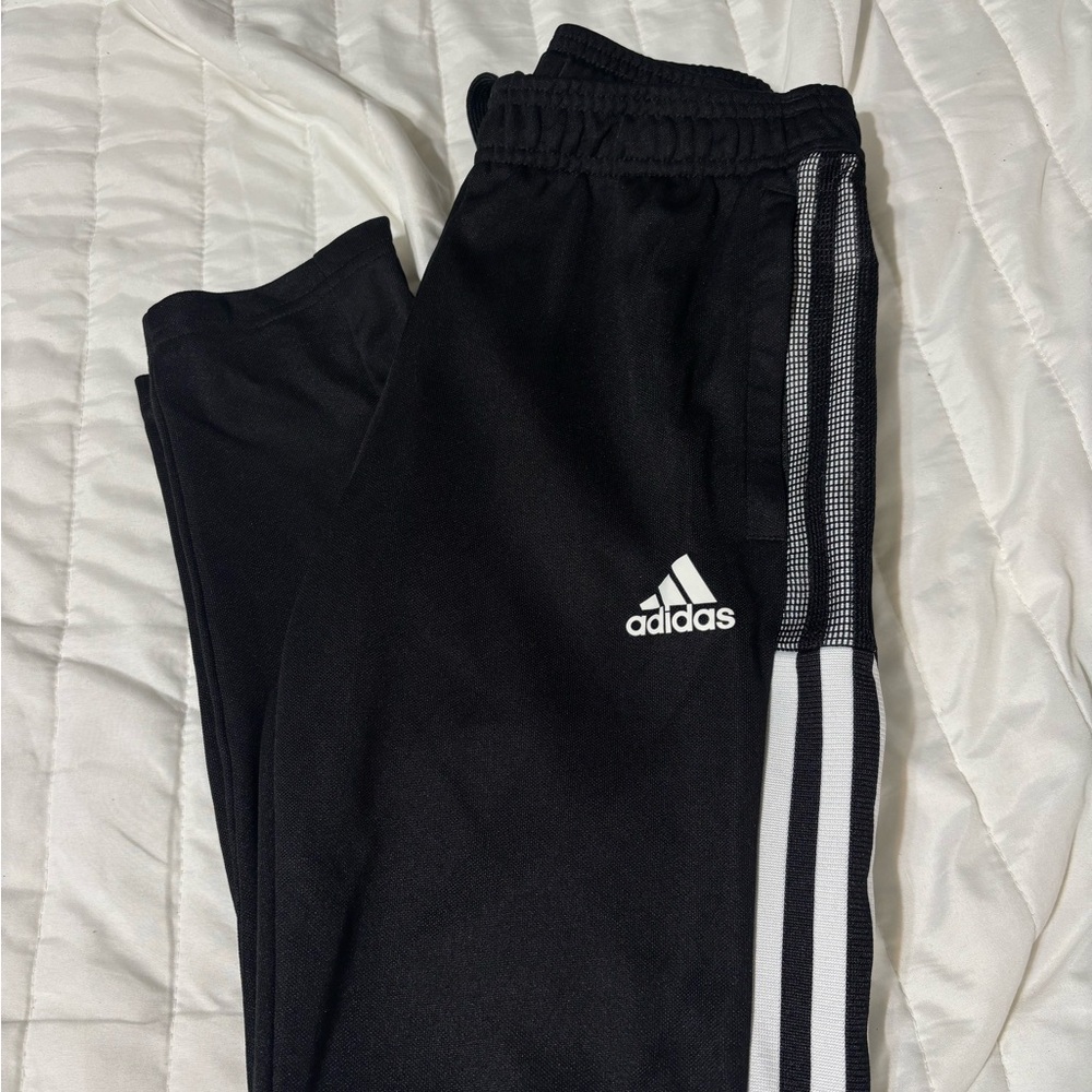 adidas Black Joggers with White Side Stripes